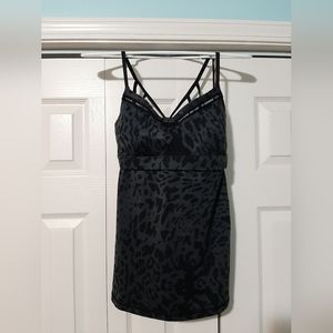 LULULEMON Women's 8 Just Breathe strappy bra tank black leopard
